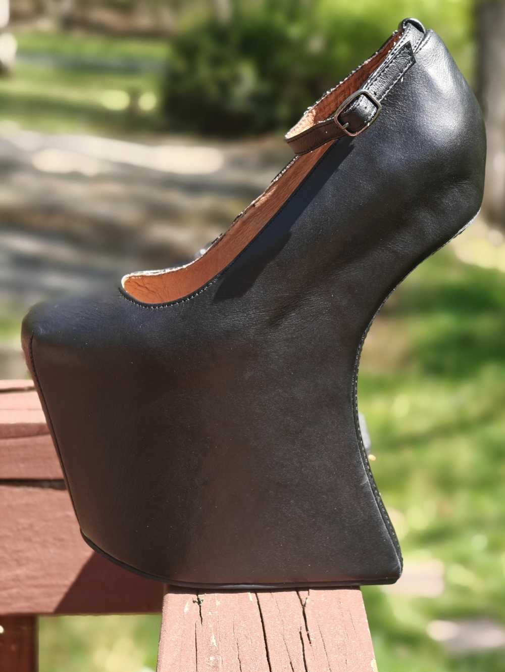 RARE Jeffrey Campbell "STREETCRED"Black Extreme Platform Mary Jane Wedges